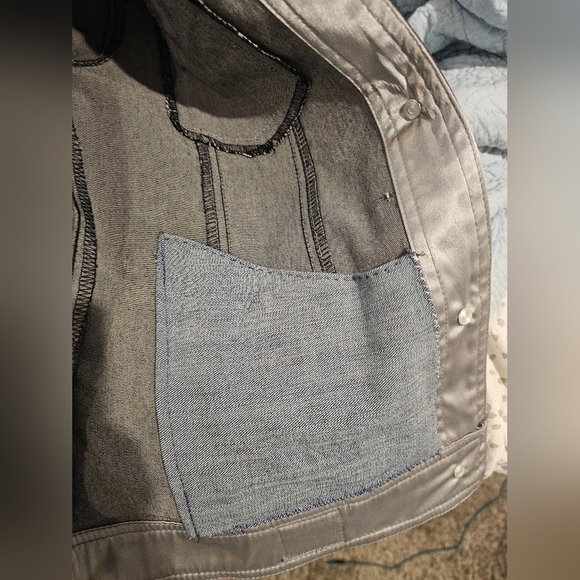 NEW Custom PARIS Guess Jean Jacket Black AU REVOIR Custom made. Size Medium - Picture 8 of 11